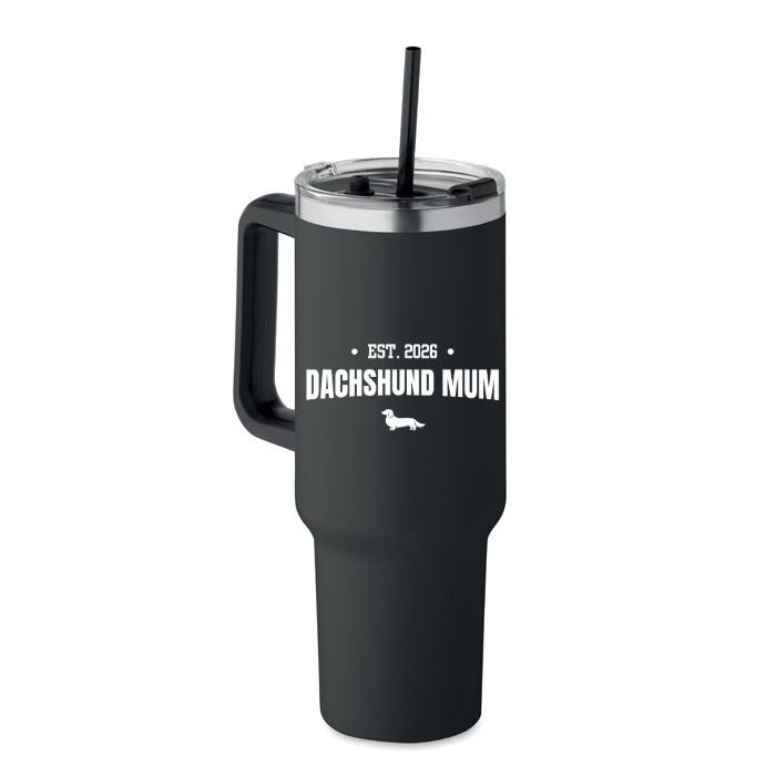 Dachshund Mum Double Wall Stainless Steel Tumbler – Choice of Coat & Personalised Year