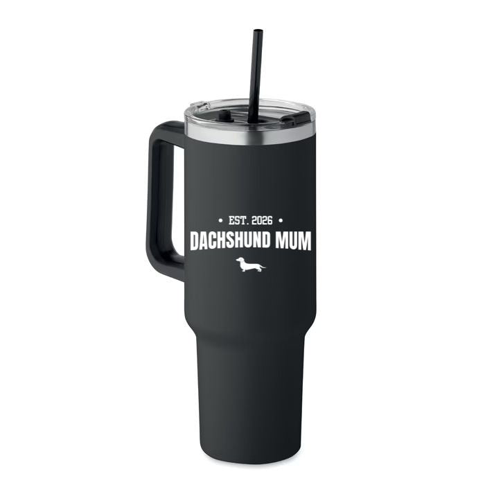 Dachshund Mum Double Wall Stainless Steel Tumbler – Choice of Coat & Personalised Year