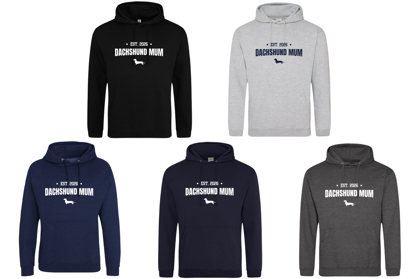 Dachshund Mum Personalised Year Hoodie - Smooth Coat - 5 Colours - Unisex