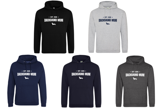Dachshund Mum Personalised Year Hoodie - Smooth Coat - 5 Colours - Unisex