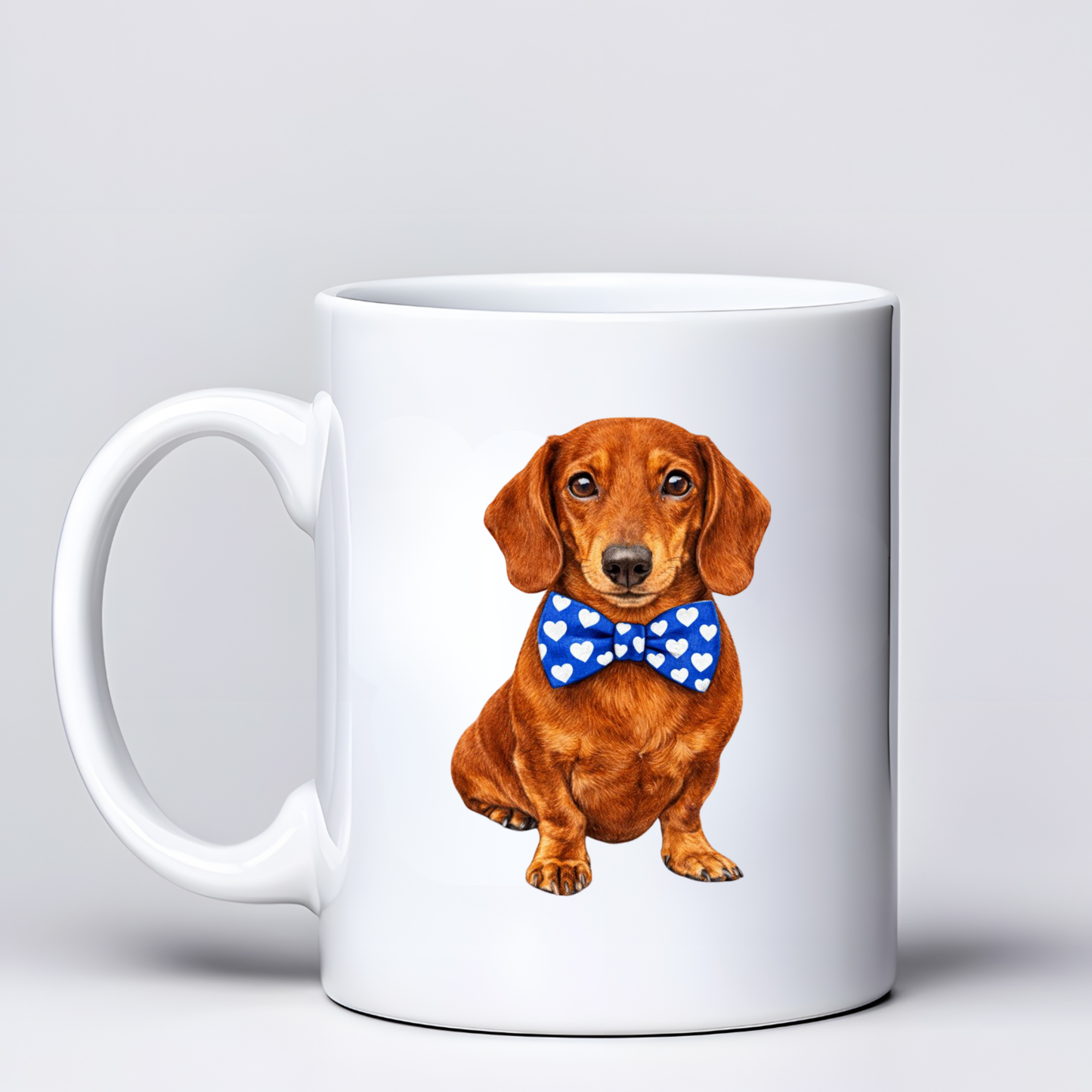 Dachshund Love Mugs - Blue Bowtie Design - Choice of Coats