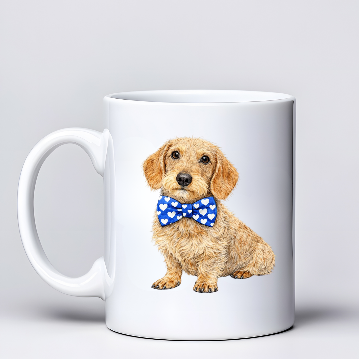 Dachshund Love Mugs - Blue Bowtie Design - Choice of Coats