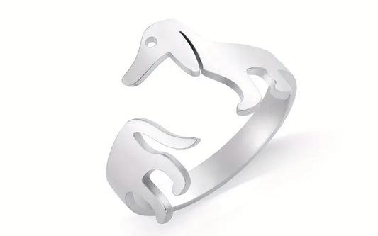 Stainless Steel Silver Colour Dachshund Adjustable Ring
