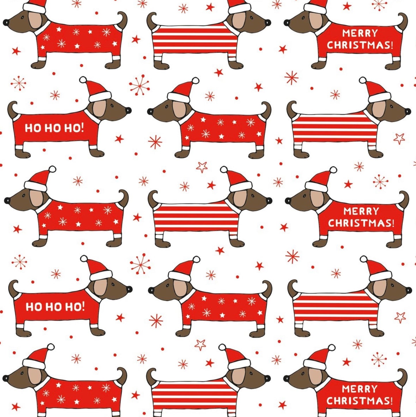 Sausage Dog Christmas Wrapping Paper & Gift Tags Set | 4 Sheets & 4 Tags