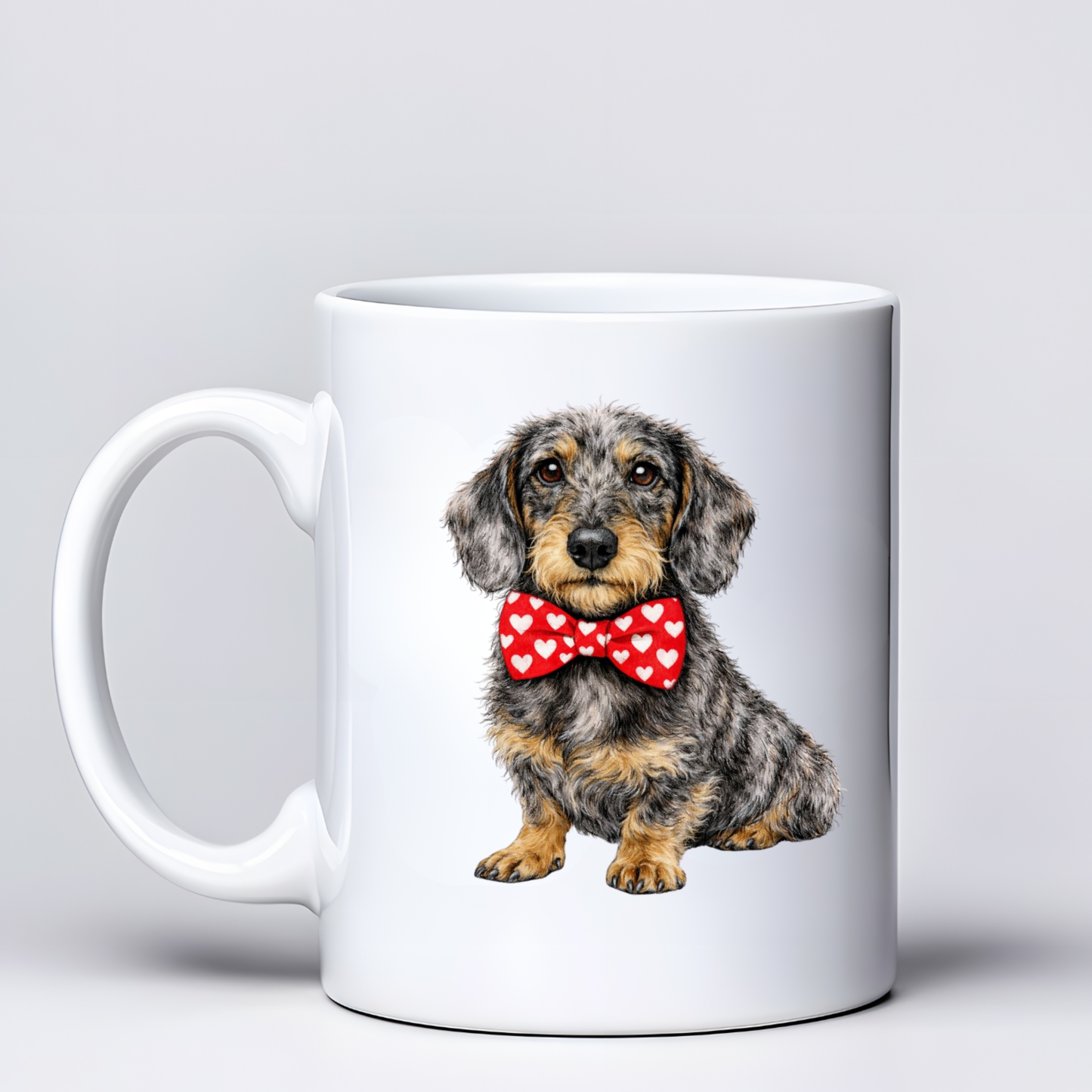 Dachshund Love Mugs - Red Bowtie Design - Choice of Coats