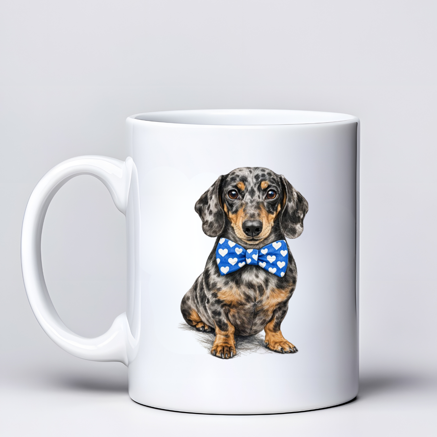 Dachshund Love Mugs - Blue Bowtie Design - Choice of Coats