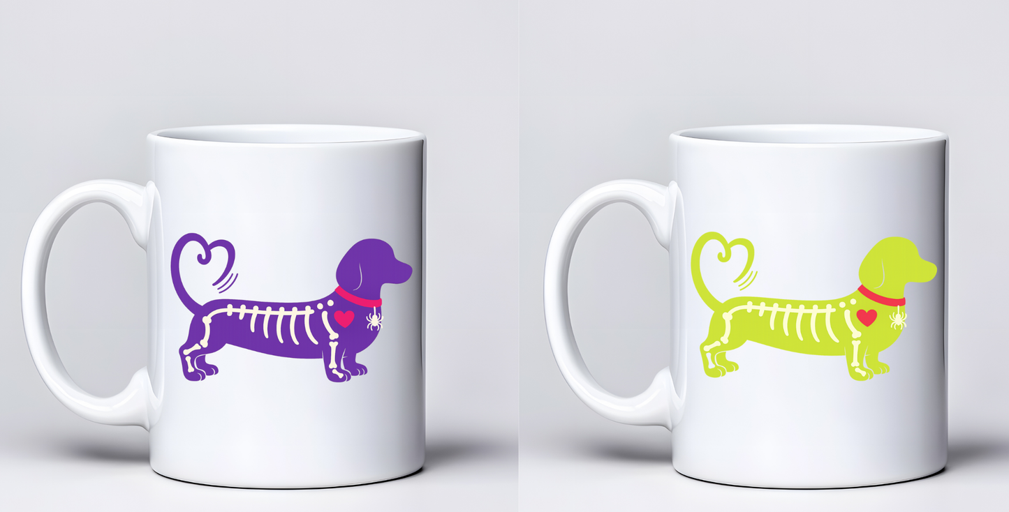 Skeleton Dog Halloween Mugs - Choice of Colours (Dispatch after 26th Nov)