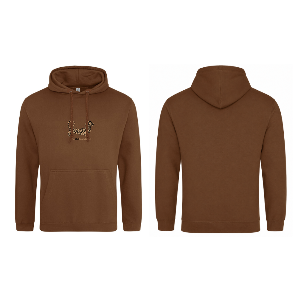 Leopard Print Dachshund Hoodie – Chocolate Brown