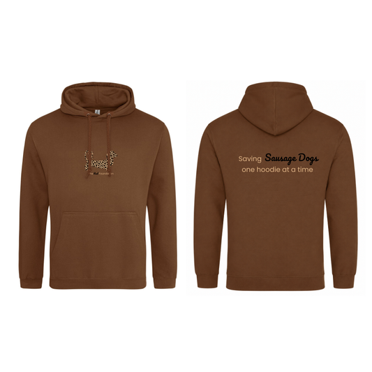 Leopard Print Dachshund Hoodie – Chocolate Brown
