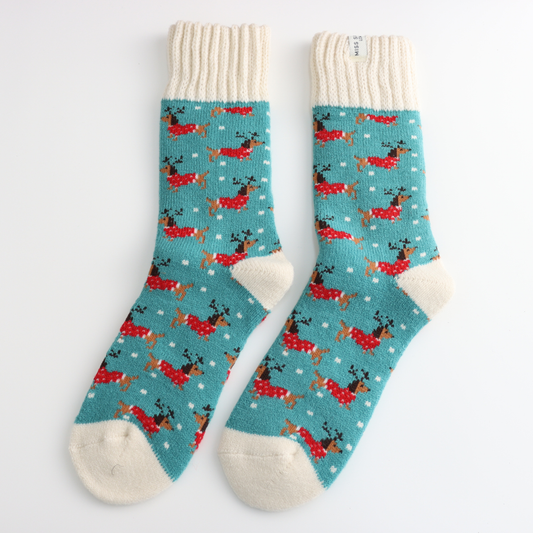 Ladies Thick Winter Xmas Sausage Dogs Socks Duck Egg