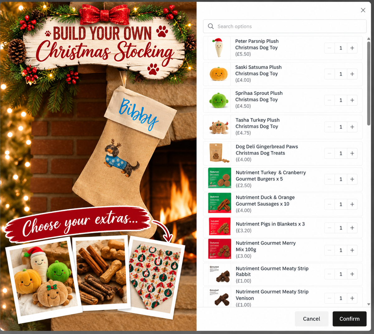 Build Your Own Personalised Sausage Dog Christmas Stocking - Choose from 21 Designs