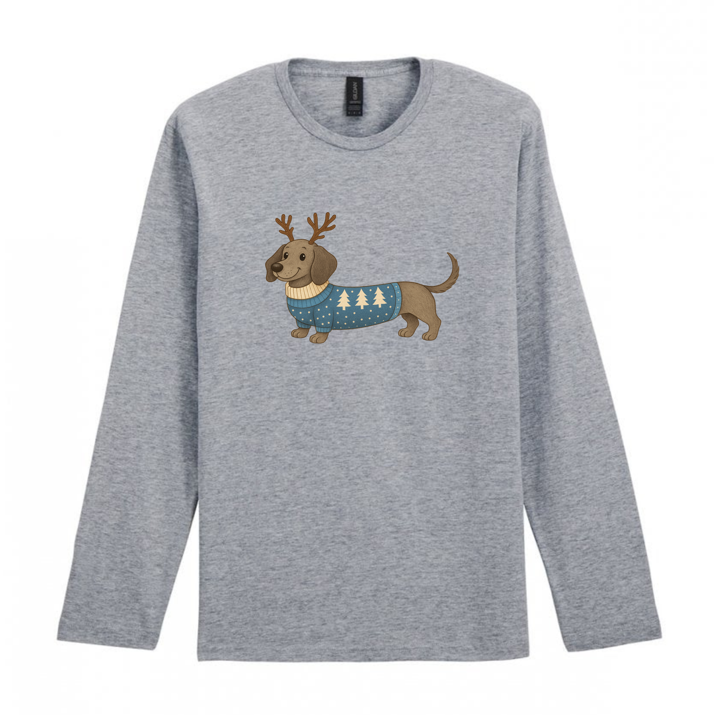 Christmas Dachshunds Grey Long Sleeved T Shirt - 21 Designs to Choose From (Dispatch after 26th Nov)