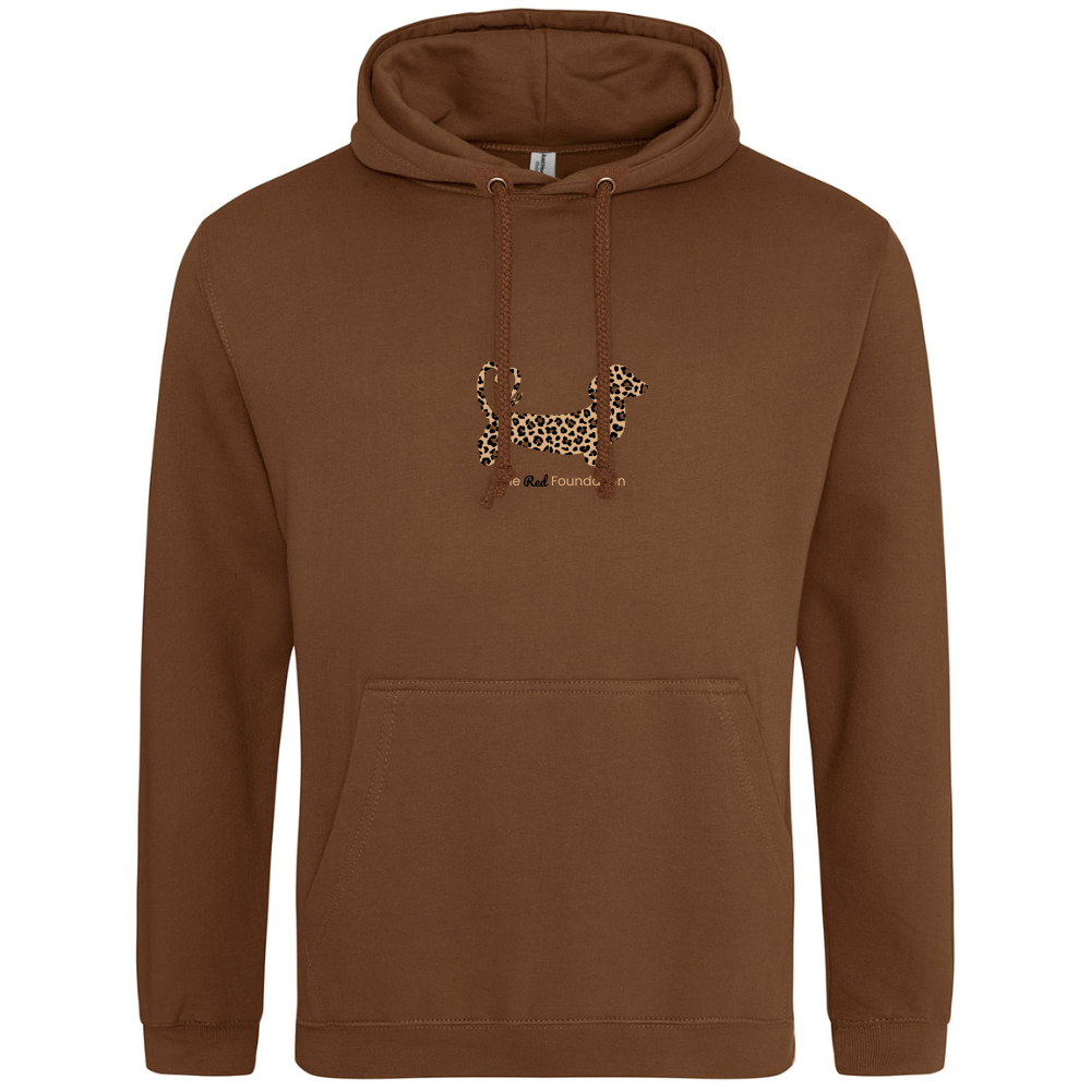 Leopard Print Dachshund Hoodie – Chocolate Brown