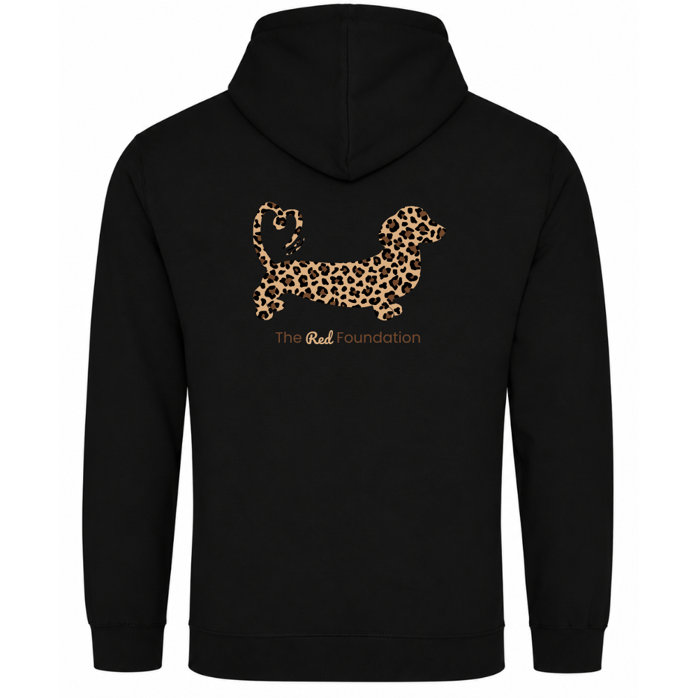 Leopard Print Dachshund Hoodie – Black