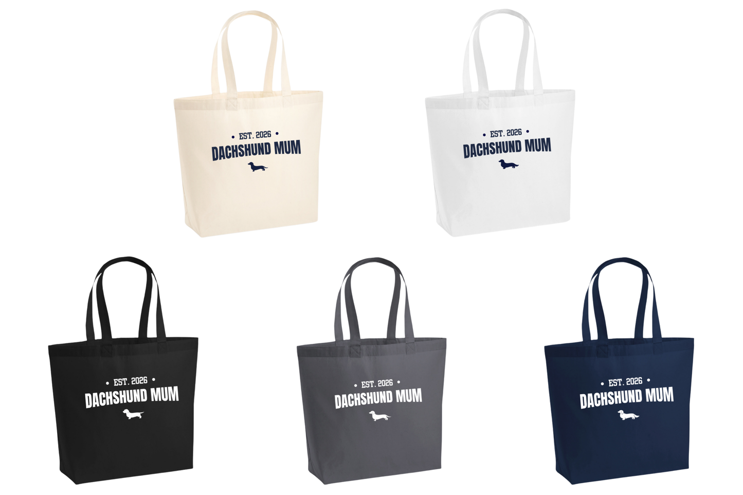 Dachshund Mum Personalised Maxi Tote Bag - 3 Coats & 5 Colours to Choose From