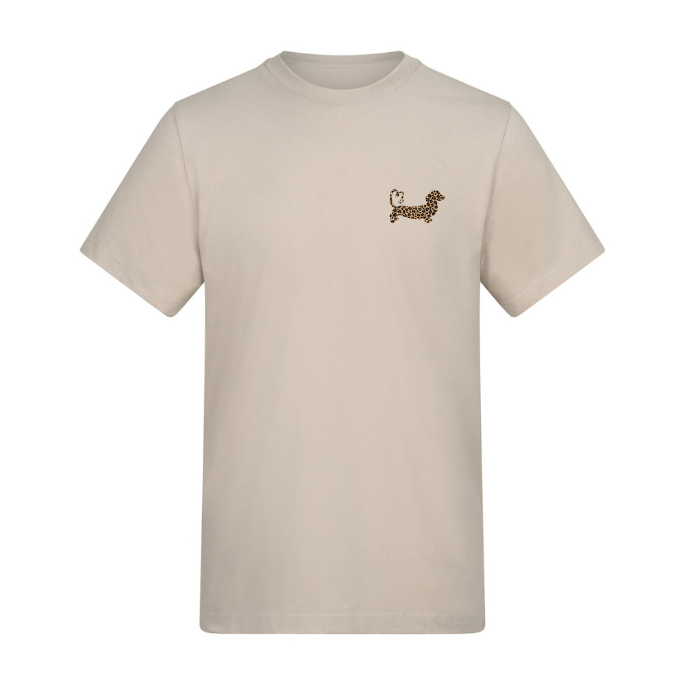 Leopard Print Dachshund T-Shirt – Natural Stone