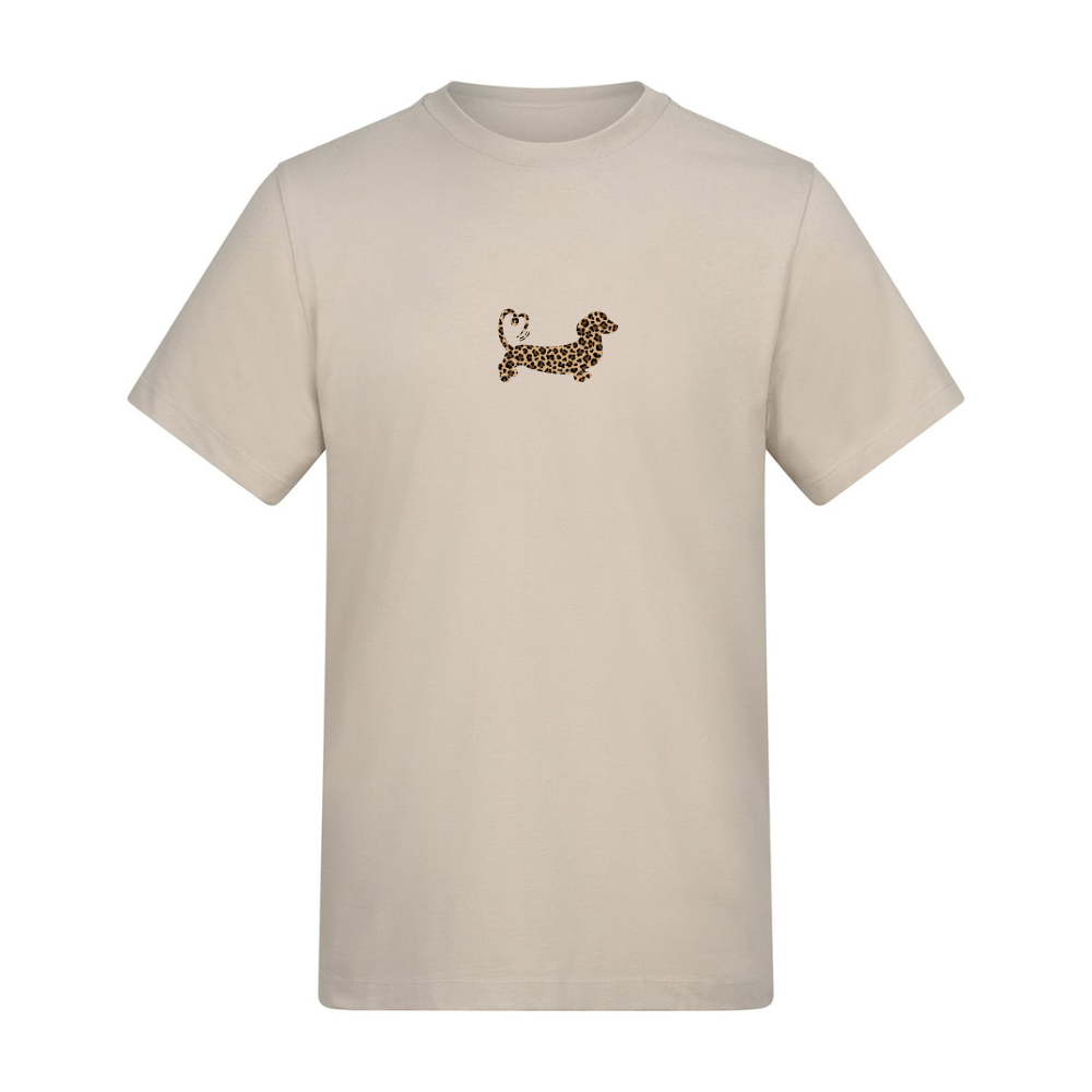 Leopard Print Dachshund T-Shirt – Natural Stone