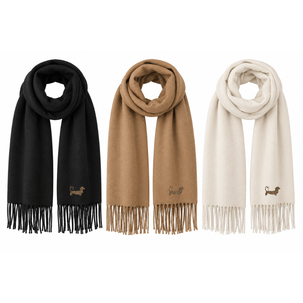 TRF Leopard Print Dachshund Classic Woven Scarf