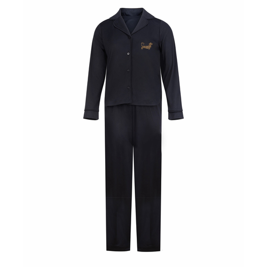 TRF Leopard Print Supersoft Pyjama Set – Black