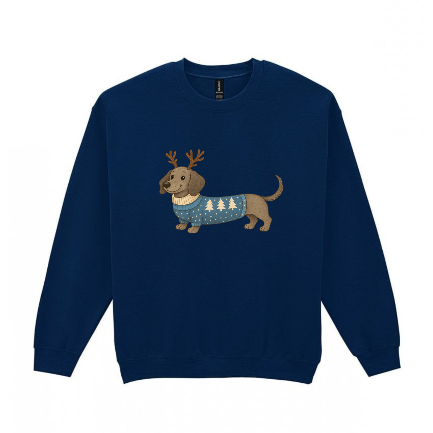 Christmas Blue Smooth Hair Dachshunds Sweaters - Available in 8 Colours (Dispatch after 26th Nov)