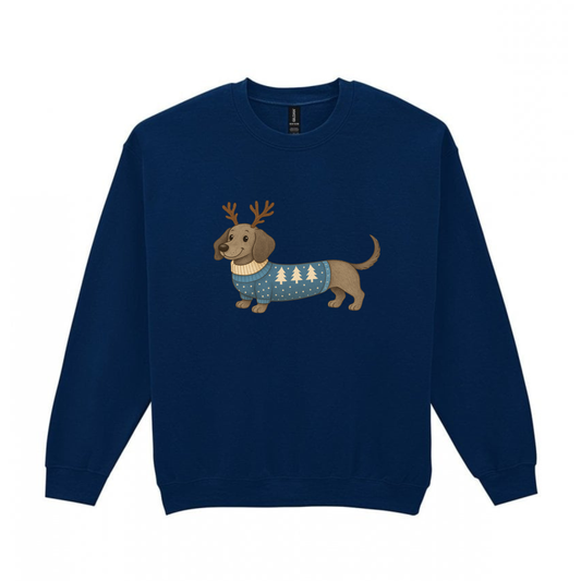 Christmas Blue Smooth Hair Dachshunds Sweaters - Available in 8 Colours (Dispatch after 26th Nov)