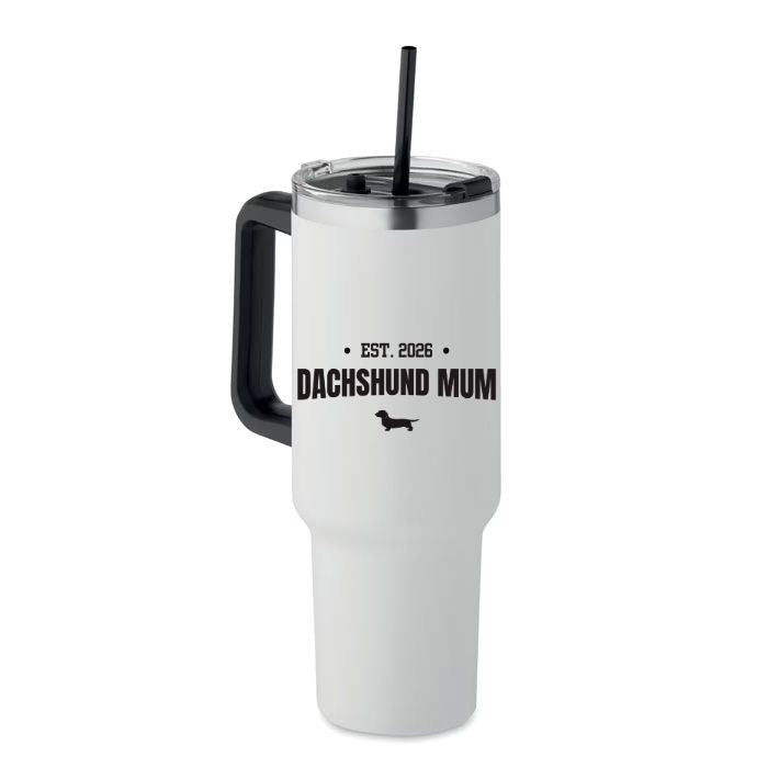 Dachshund Mum Double Wall Stainless Steel Tumbler – Choice of Coat & Personalised Year