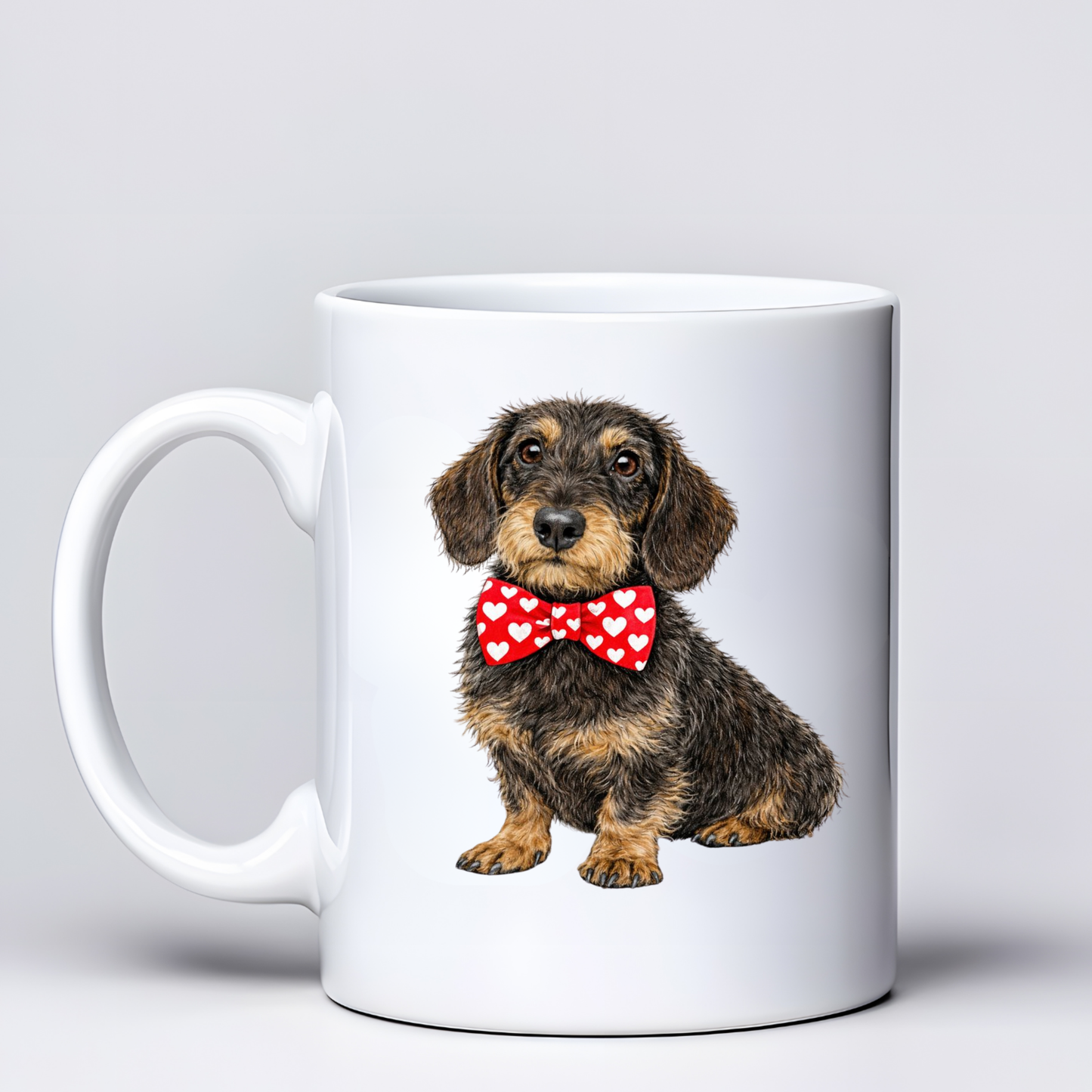Dachshund Love Mugs - Red Bowtie Design - Choice of Coats