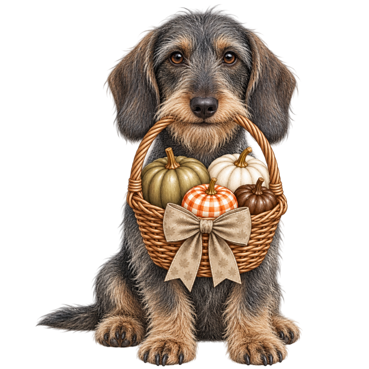🎃 Wire Haired Dachshund Halloween Pumpkin Basket  Pocket Tote – 6 Designs | 3 Sizes 🐾
