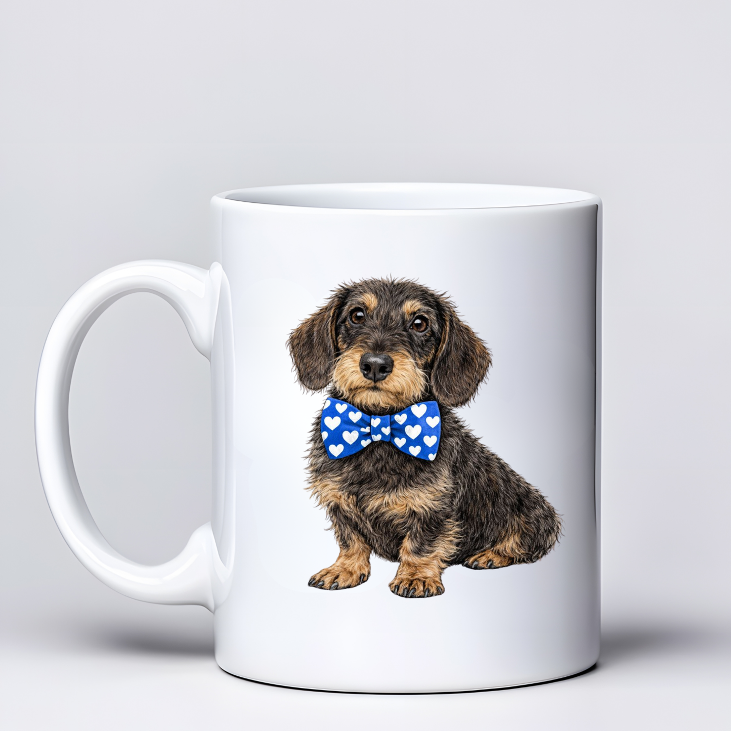 Dachshund Love Mugs - Blue Bowtie Design - Choice of Coats