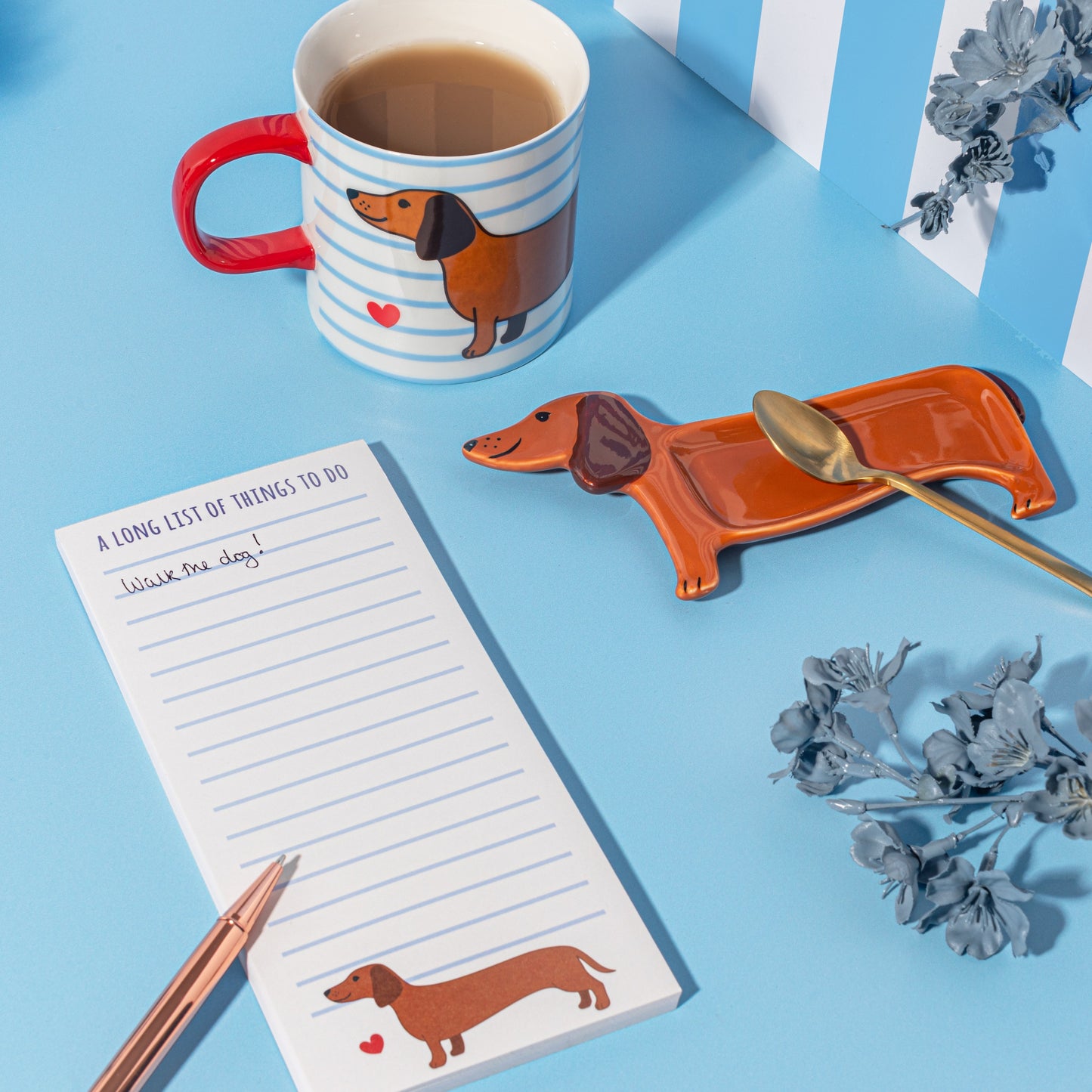 Sausage Dog Mug | Blue & White Porcelain Dachshund Mug
