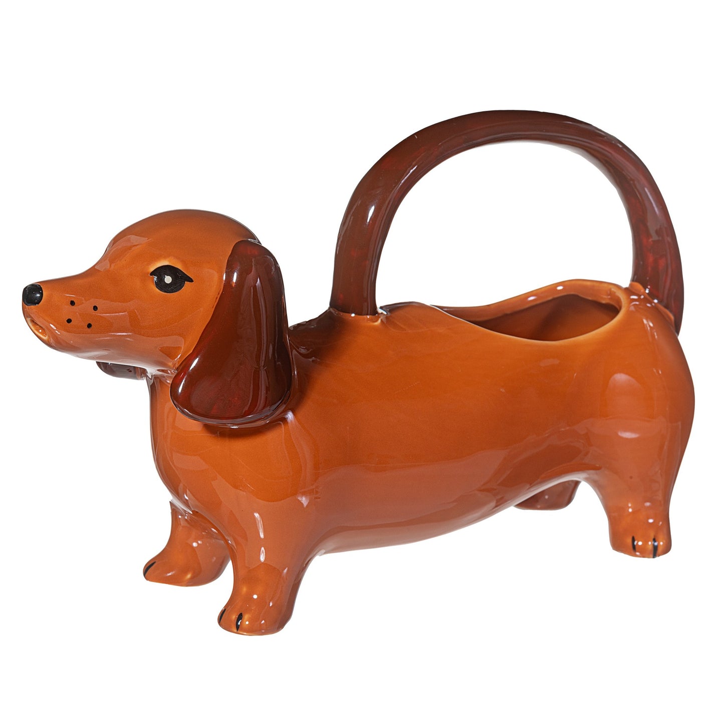 Sausage Dog Watering Can | Porcelain Dachshund Planter Accessory