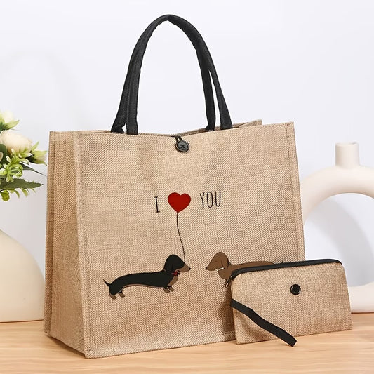 I Love You Dachshunds Tote Bag & Matching Coin Purse