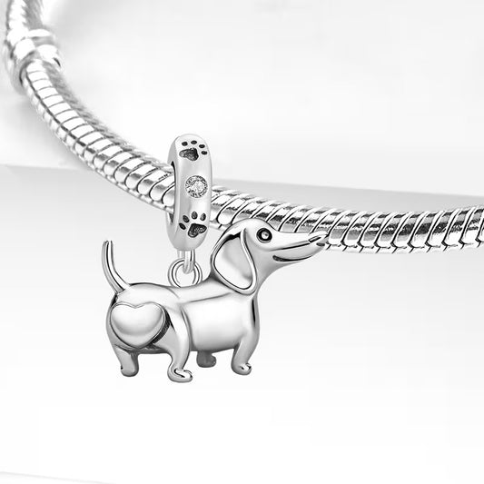 Smiling Dachshund Charm – 925 Silver Plated