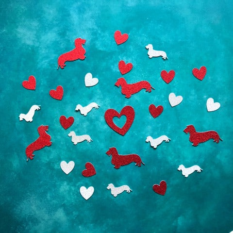 Valentines Dachshund Bunting & Free Confetti - Choose which Coat image 3