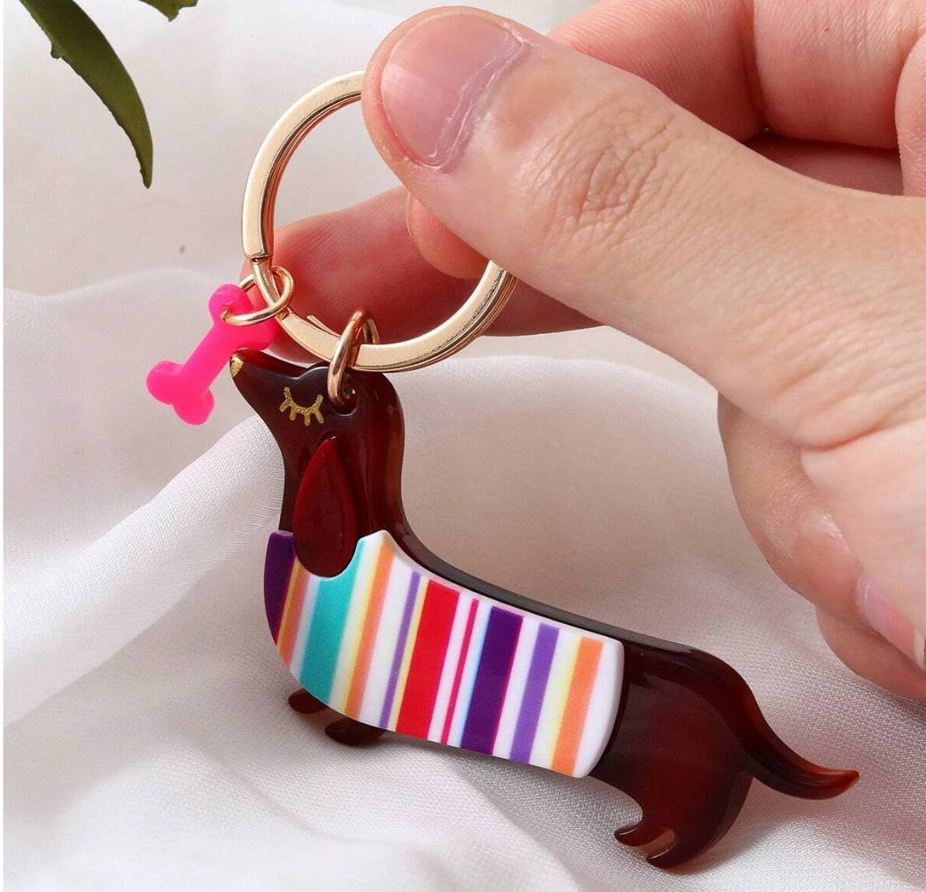Stripped Jacket Dachshund Keyring image 0