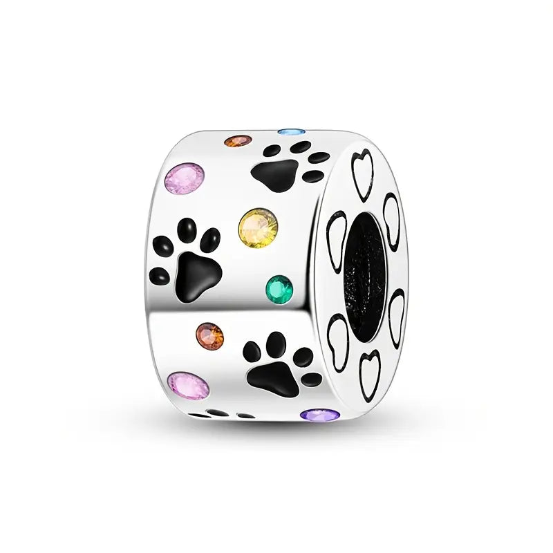 Colourful Paw Print Charm - 925 Sterling Silver
