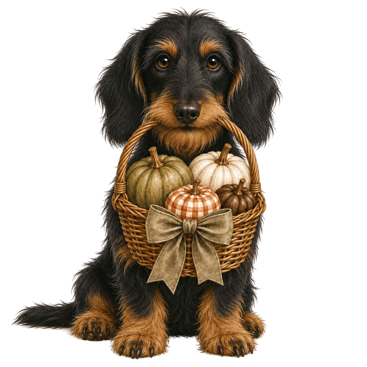 🎃 Wire Haired Dachshund Halloween Pumpkin Basket  Pocket Tote – 6 Designs | 3 Sizes 🐾