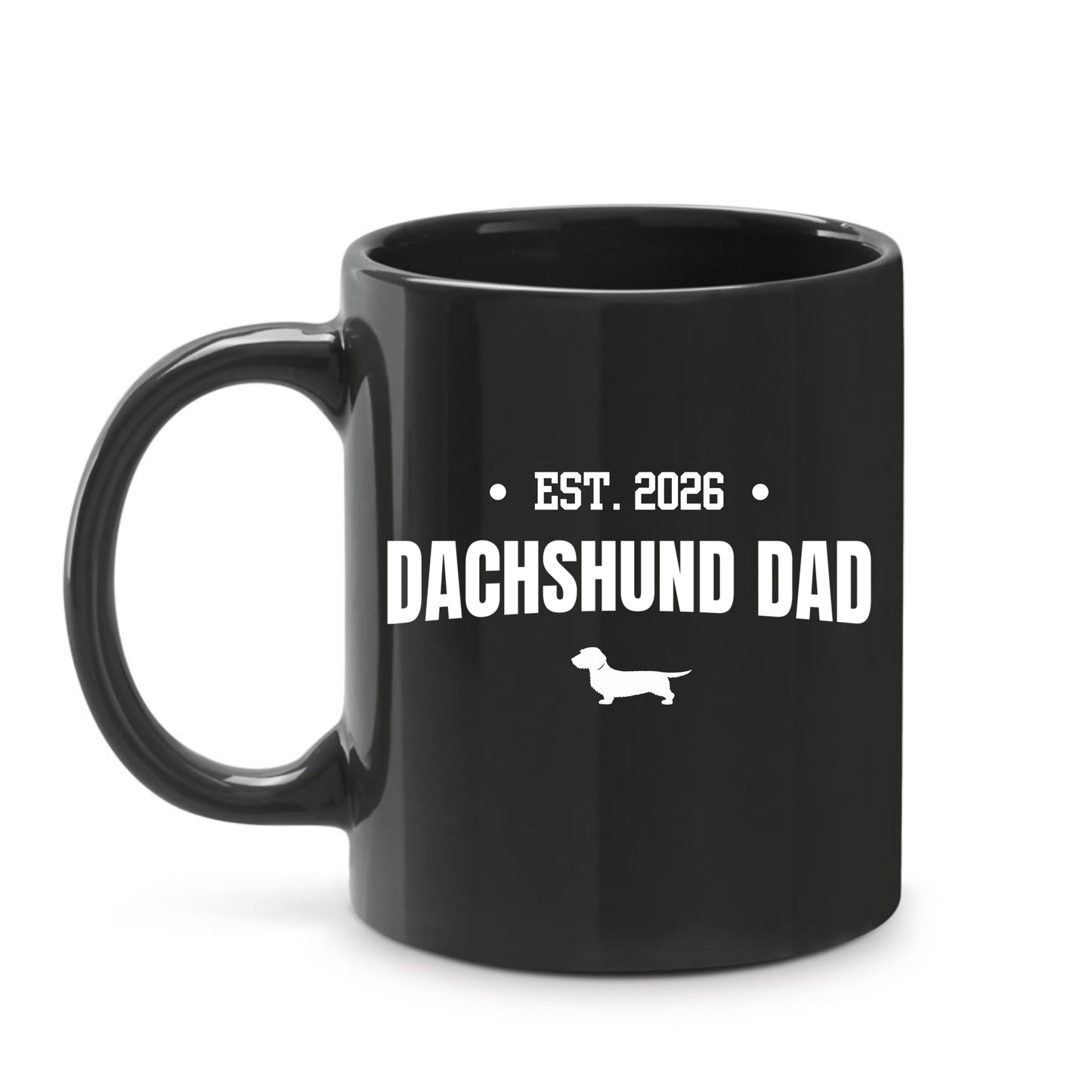 Black Dachshund Dad Mug – Choice of 3 Coats & Personalised Year