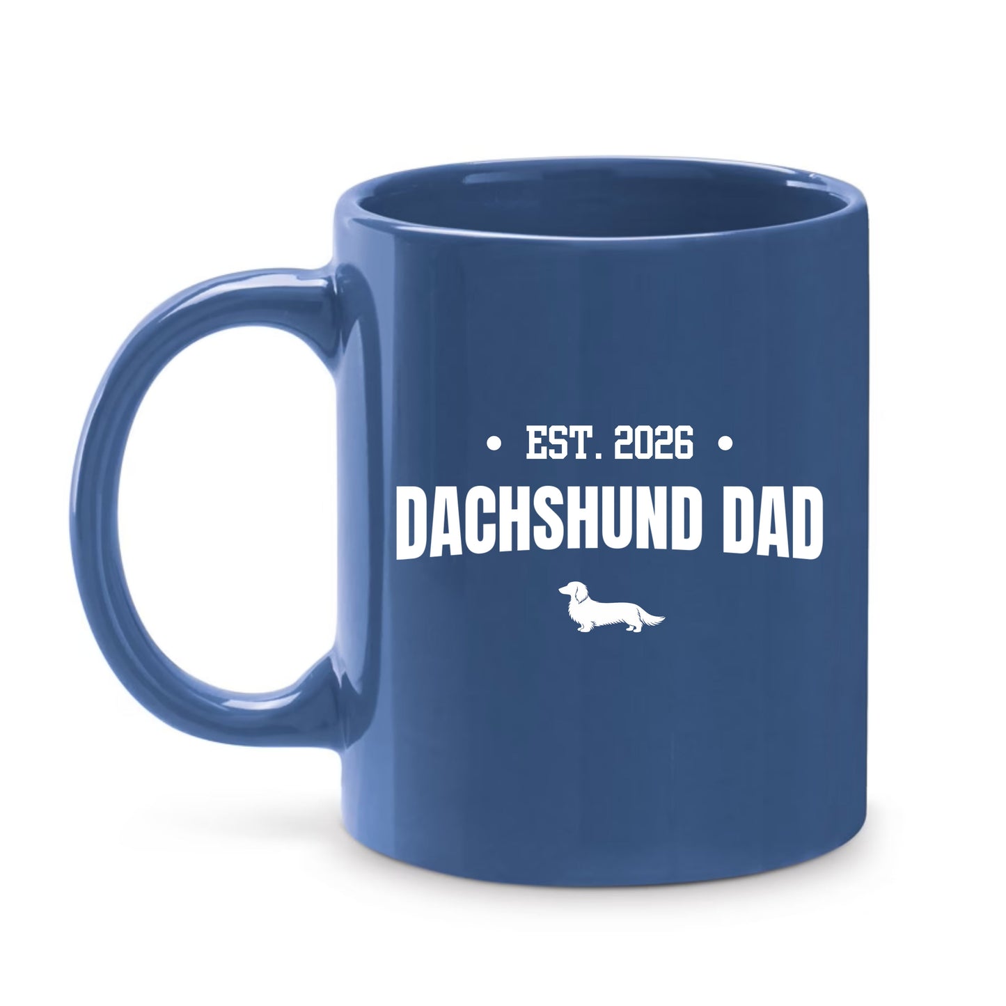 Blue Dachshund Dad Mug – Choice of 3 Coats & Personalised Year