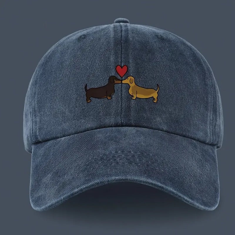 Navy Unisex Dachshunds with Heart Baseball Hat