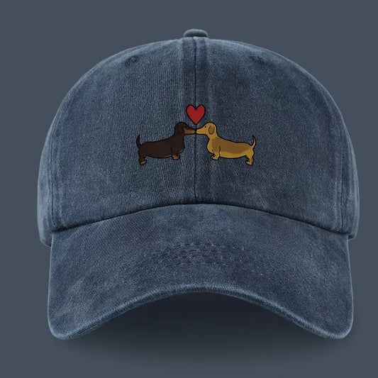 Navy Unisex Dachshunds with Heart Baseball Hat