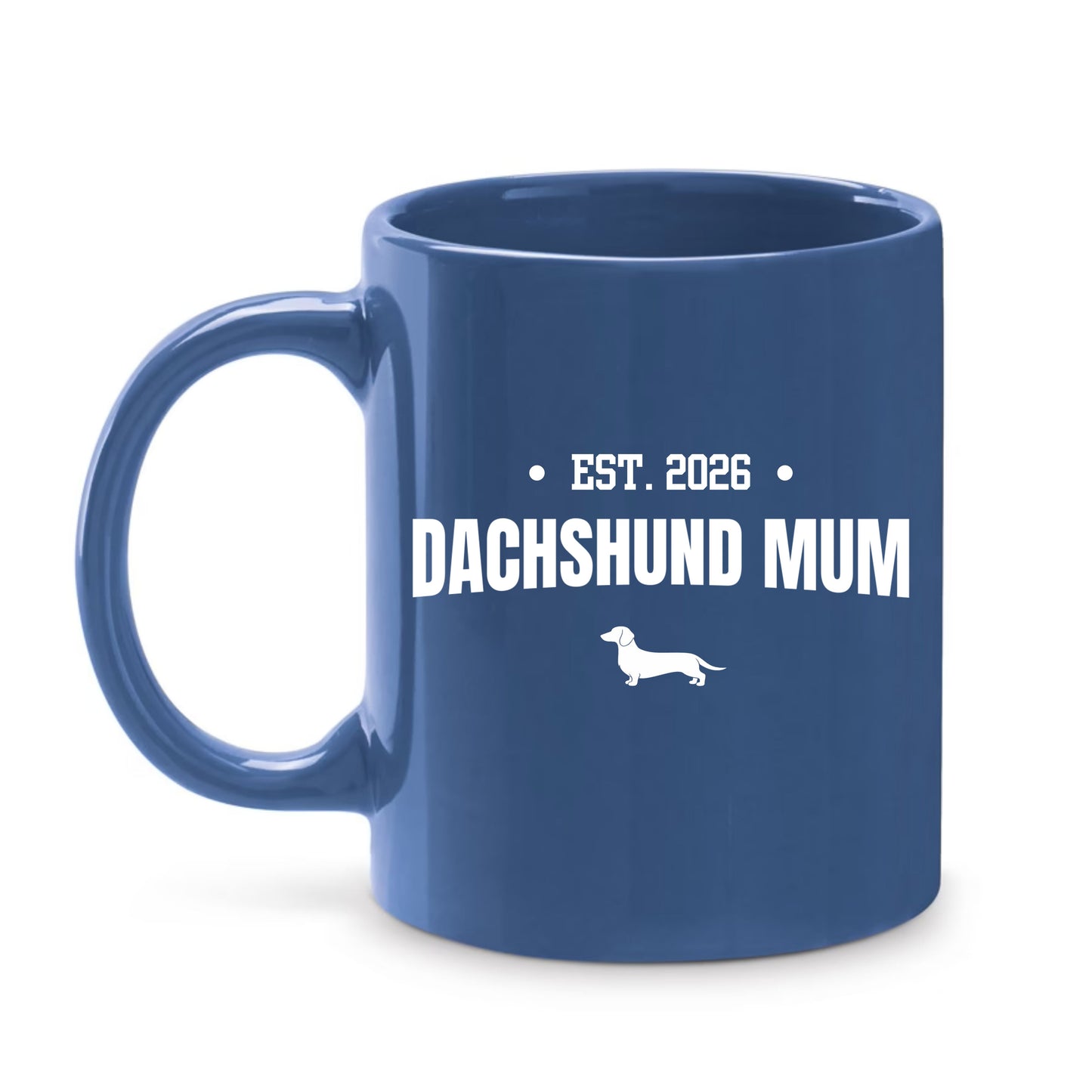 Blue Dachshund Mum Mug – Choice of 3 Coats & Personalised Year