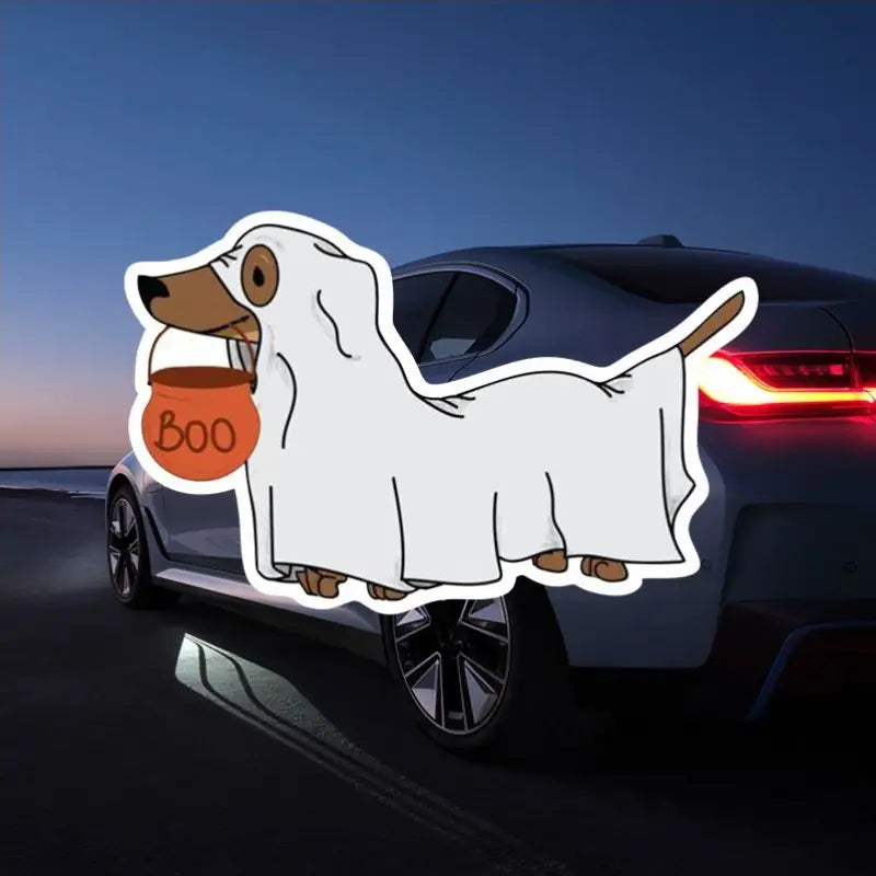 Halloween Boo Dachshund Vinyl Sticker