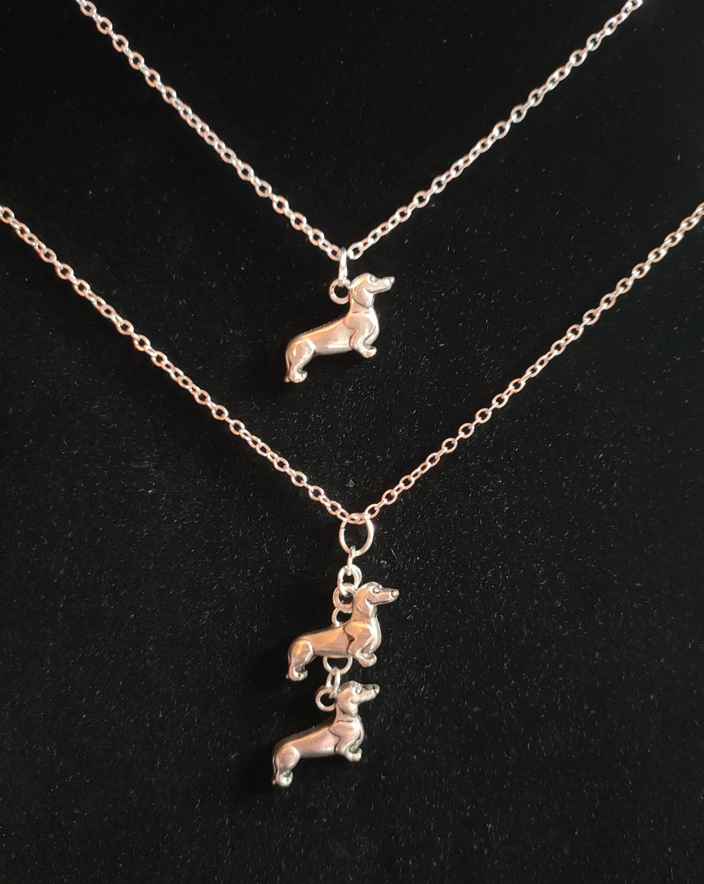 Sterling Silver Dachshund Necklace (Double Dachshund) image 0