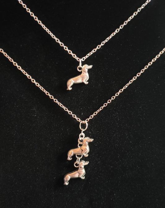 Sterling Silver Dachshund Necklace (Double Dachshund) image 0
