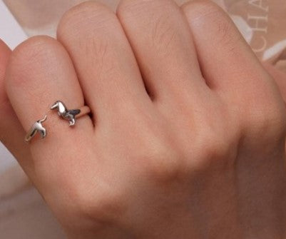 Dachshund Adjustable Ring - 925 silver image 3