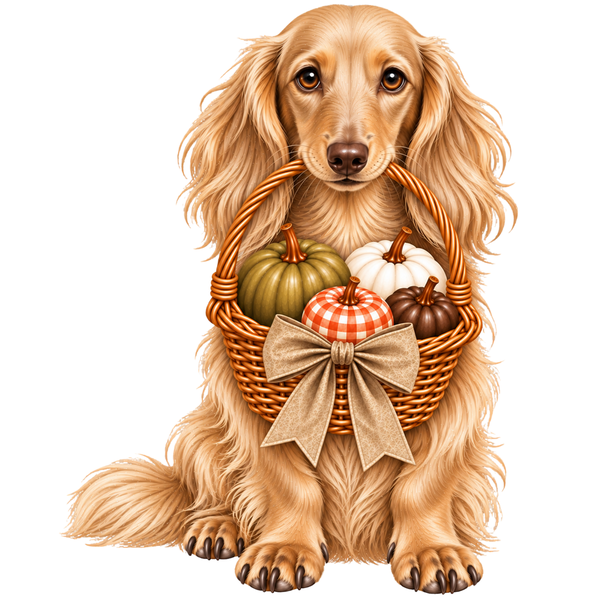 🎃 Long Haired Dachshund Halloween Pumpkin Basket Pocket Tote – 8 Designs | 3 Sizes 🐾