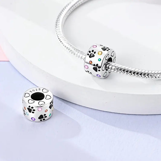 Colourful Paw Print Charm - 925 Sterling Silver