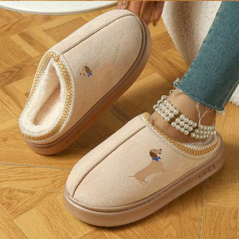 Dachshund with Bowtie Slip on Slippers - 4 Colours to Choose From