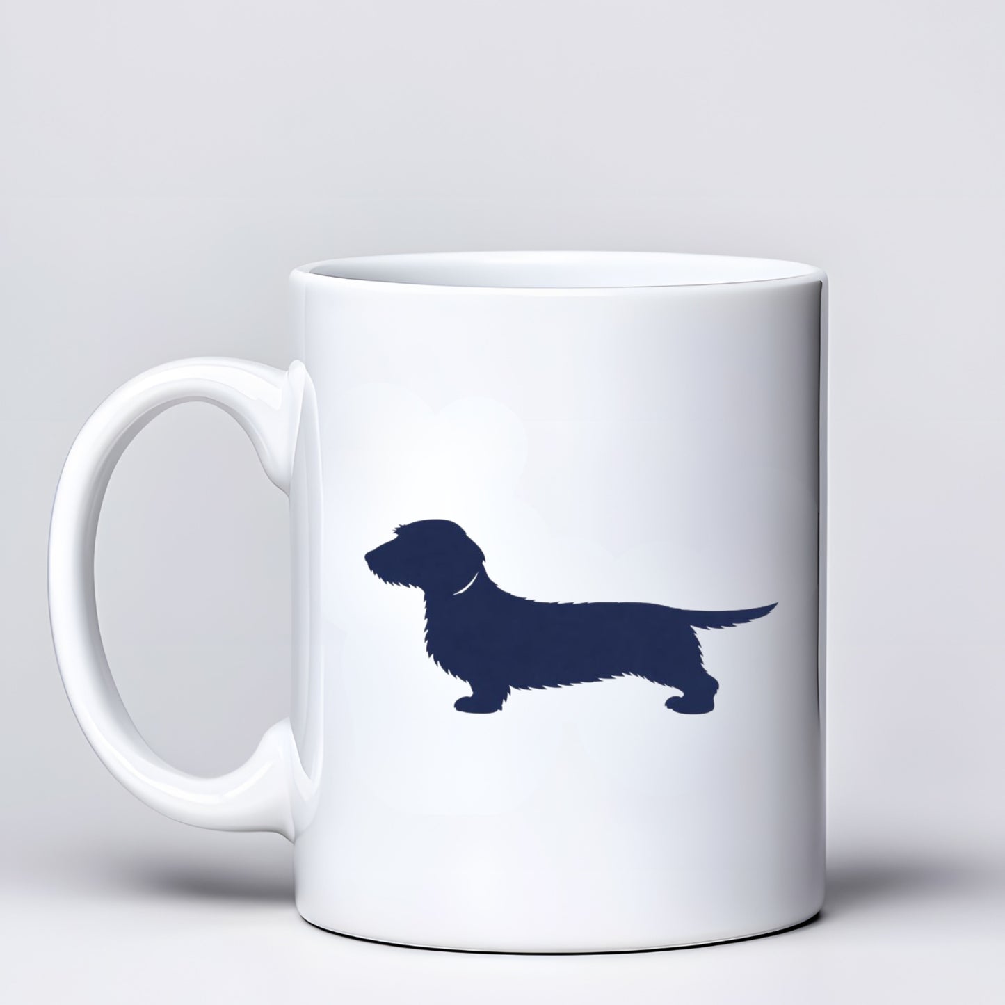 White Dachshund Silhouette Mug – Choice of 3 Coats